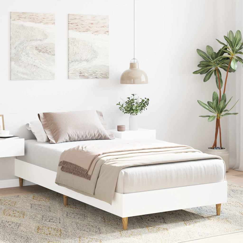 vidaXL Rama łóżka bez materaca Biała 90x190 cm Drewno klejone