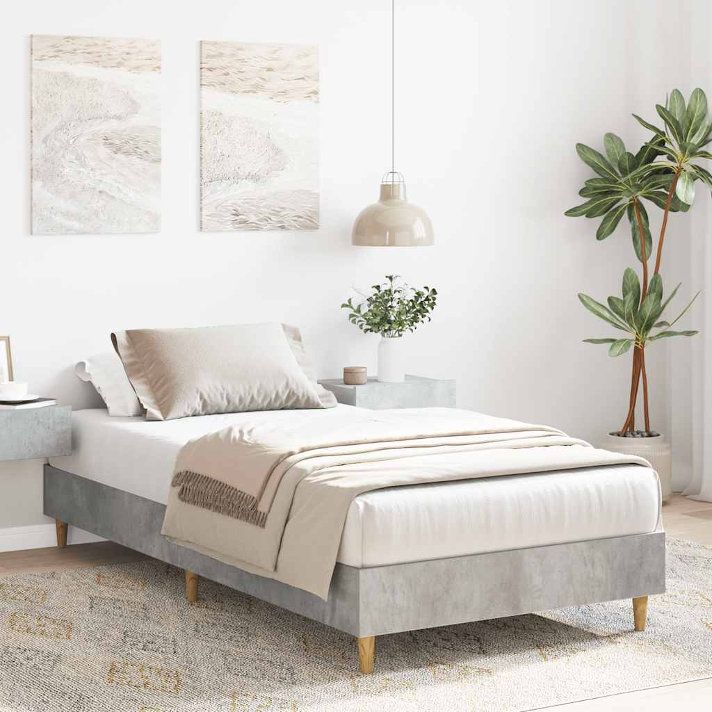 vidaXL Rama łóżka bez materaca Betonowa szarość 90x190 cm