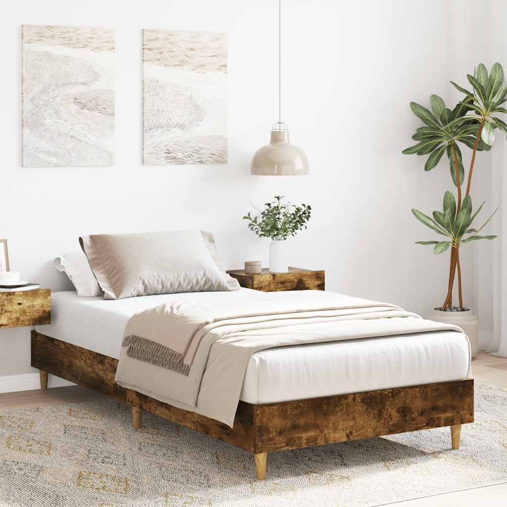 vidaXL Rama łóżka bez materaca dąb wędzony 90x190 cm drewno klejone