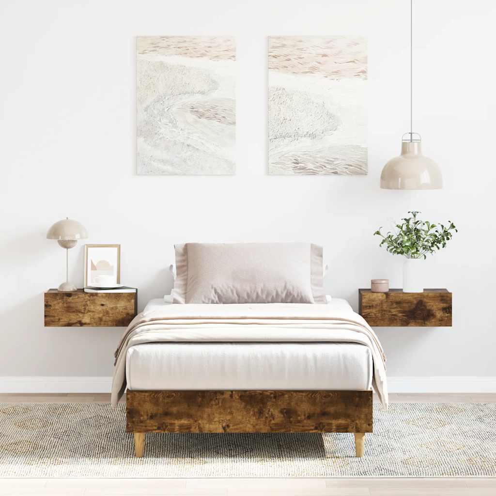 vidaXL Rama łóżka bez materaca dąb wędzony 90x190 cm drewno klejone