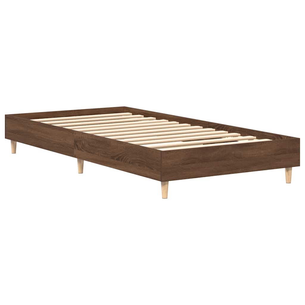 vidaXL Rama łóżka bez materaca Brązowy dąb 90x190 cm Drewno klejone
