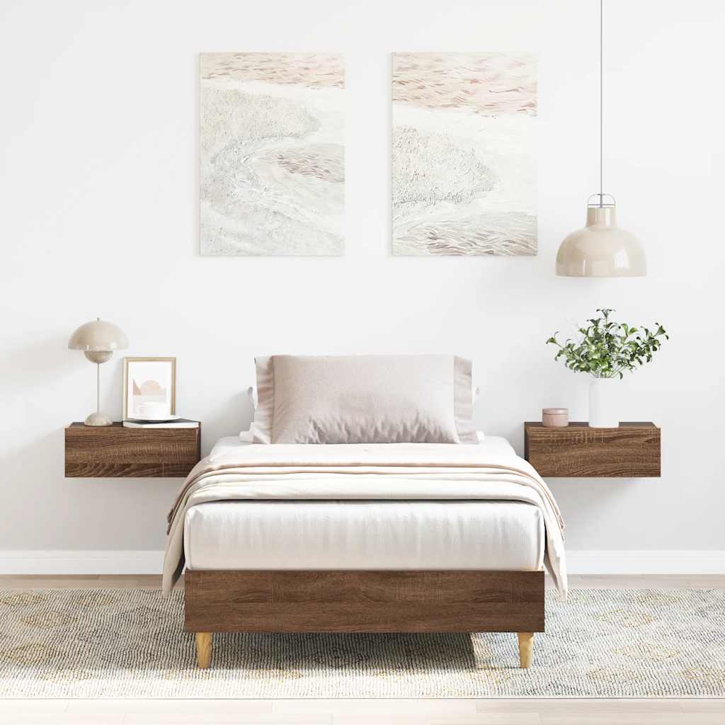 vidaXL Rama łóżka bez materaca Brązowy dąb 90x190 cm Drewno klejone