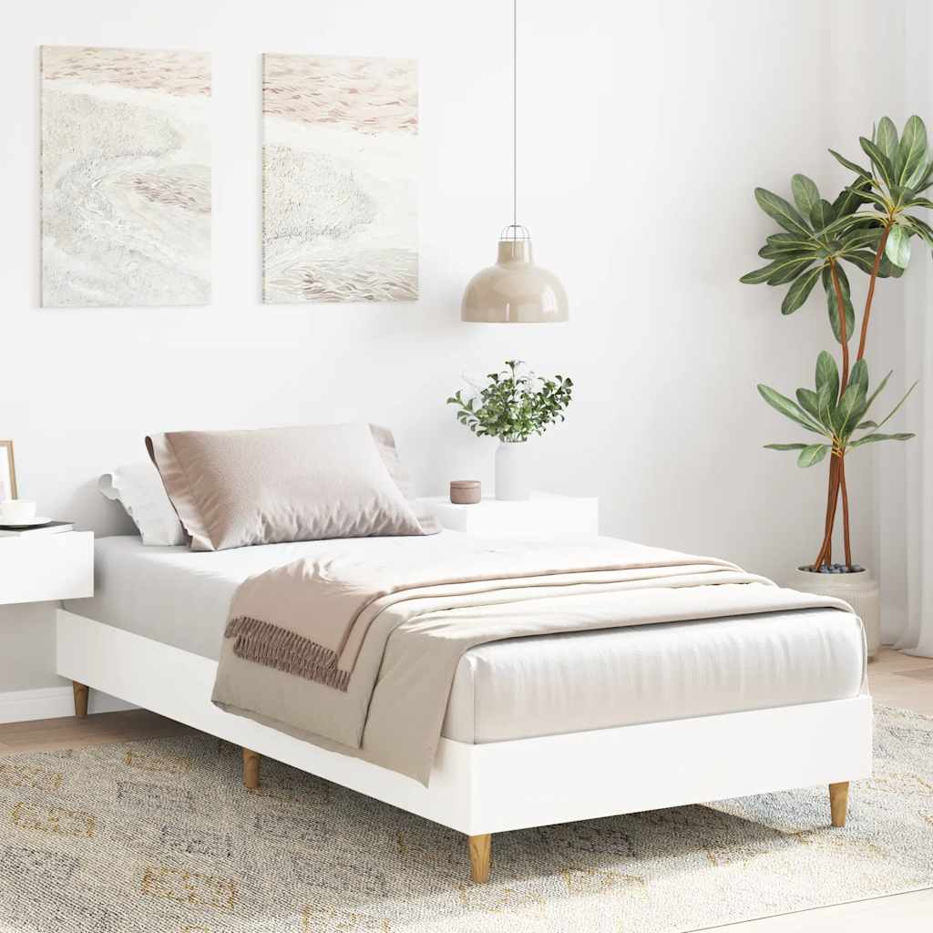 vidaXL Rama łóżka bez materaca Biała 75x190 cm Drewno klejone