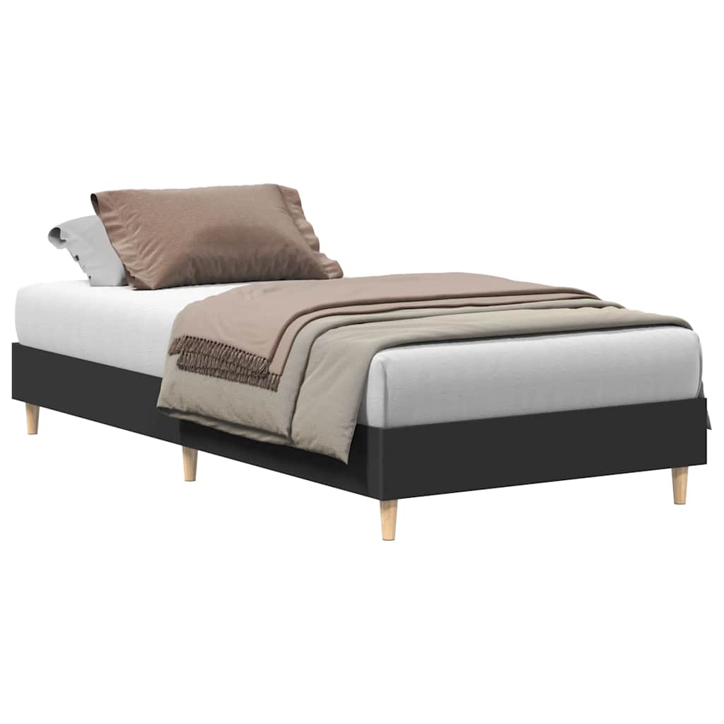 vidaXL Rama łóżka bez materaca czarna 75x190 cm drewno klejone