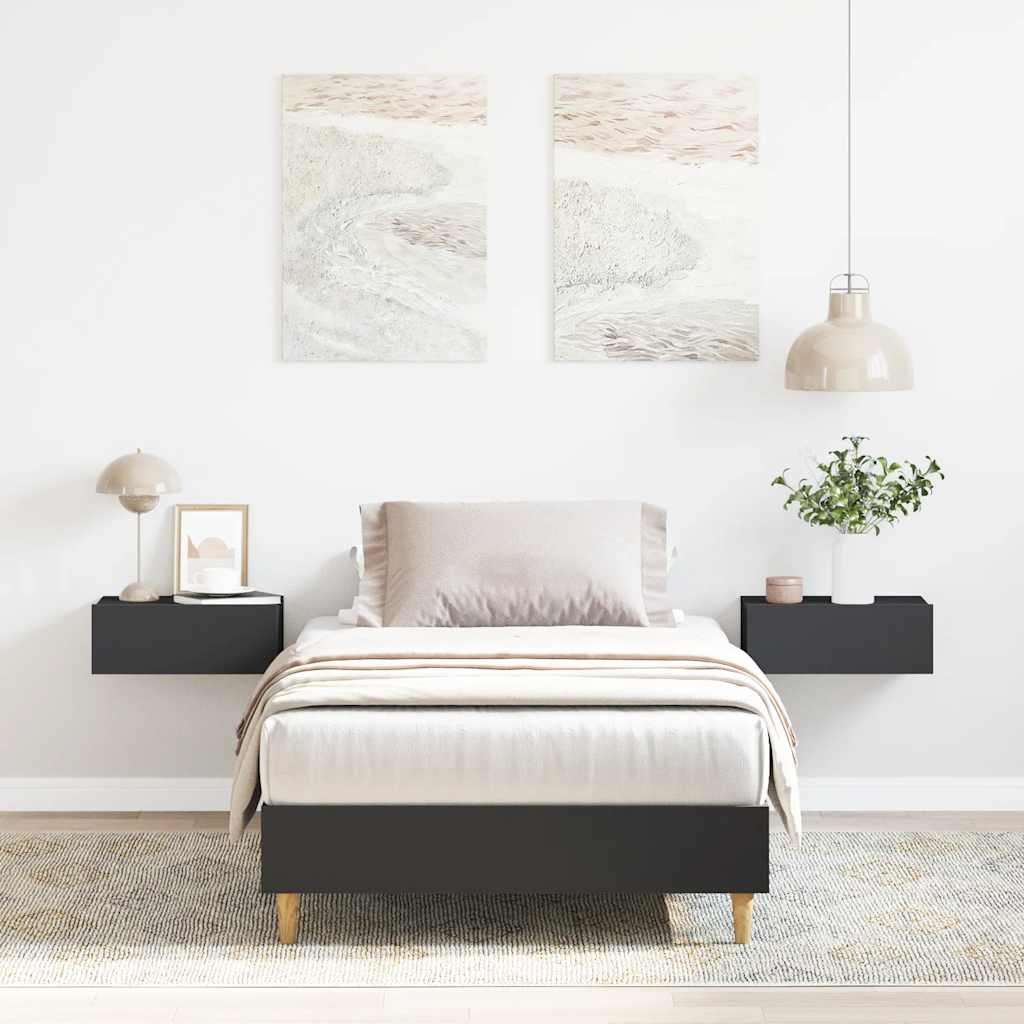 vidaXL Rama łóżka bez materaca czarna 75x190 cm drewno klejone
