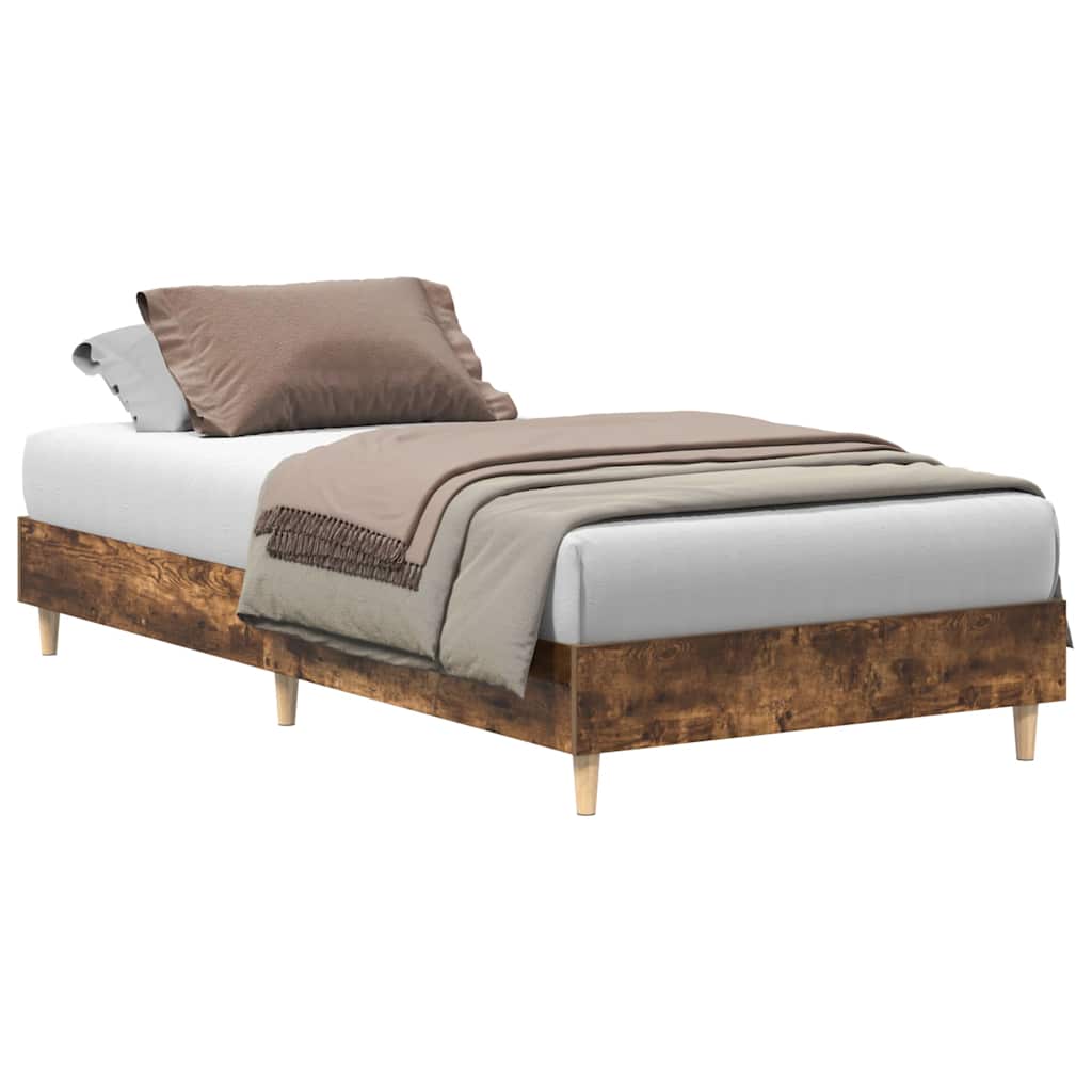 vidaXL Rama łóżka bez materaca dąb wędzony 75x190 cm drewno klejone