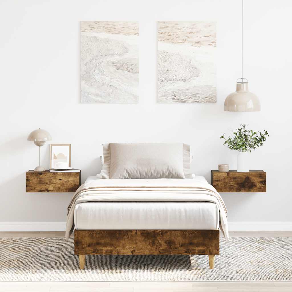 vidaXL Rama łóżka bez materaca dąb wędzony 75x190 cm drewno klejone