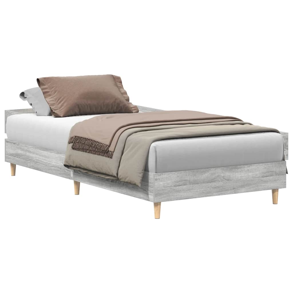 vidaXL Rama łóżka bez materaca Szary Sonoma 75x190 cm Drewno klejone