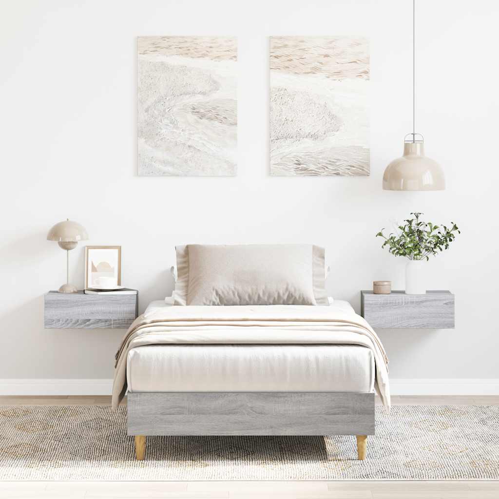 vidaXL Rama łóżka bez materaca Szary Sonoma 75x190 cm Drewno klejone