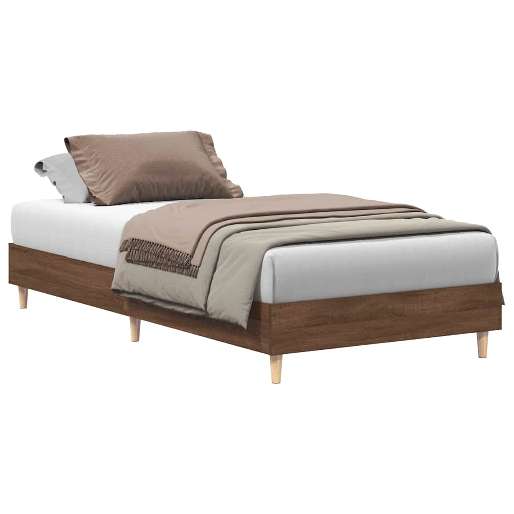vidaXL Rama łóżka bez materaca Brązowy dąb 75x190 cm Drewno klejone