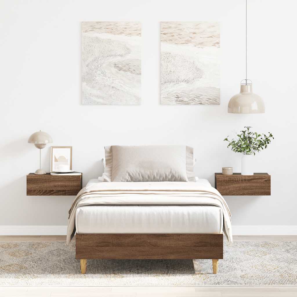 vidaXL Rama łóżka bez materaca Brązowy dąb 75x190 cm Drewno klejone