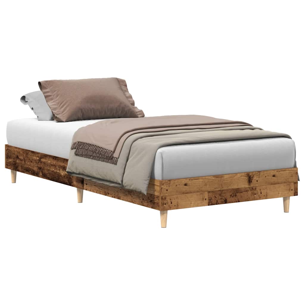 vidaXL Rama łóżka bez materaca Stare drewno 75x190 cm Drewno klejone
