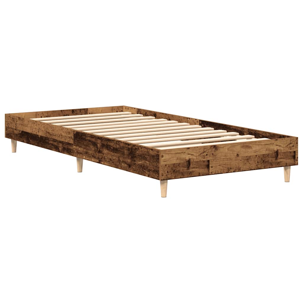 vidaXL Rama łóżka bez materaca Stare drewno 75x190 cm Drewno klejone