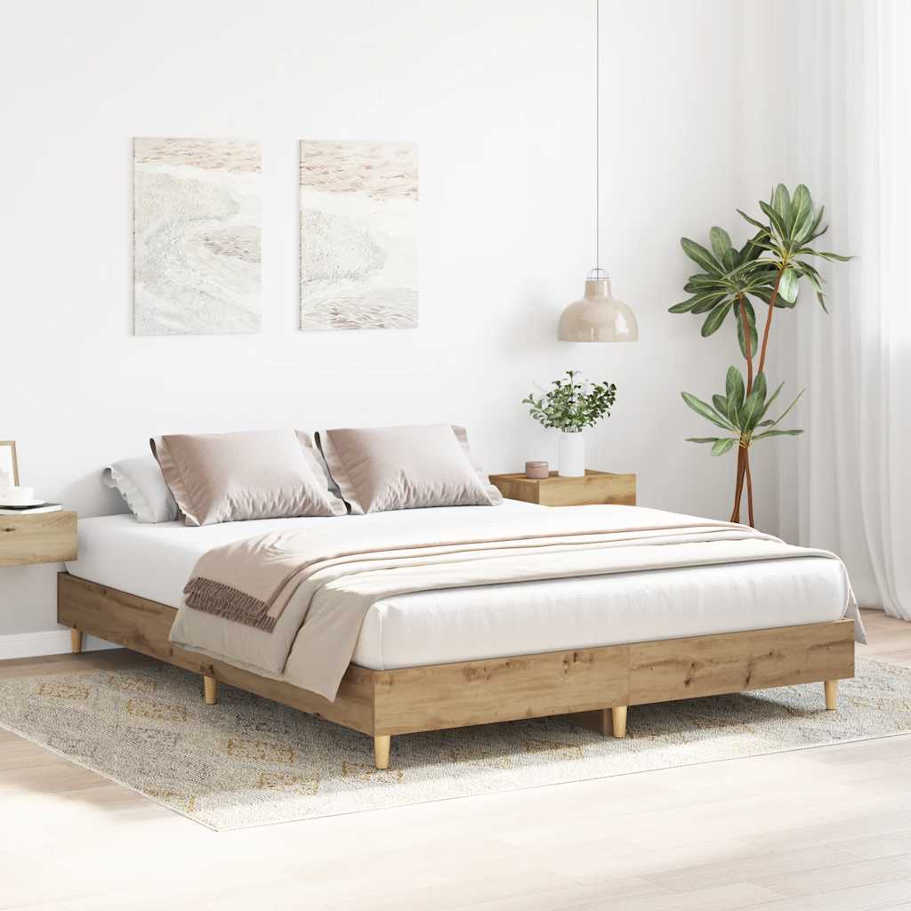 vidaXL Rama łóżka bez materaca Artisan Oak 75x190 cm Drewno klejone