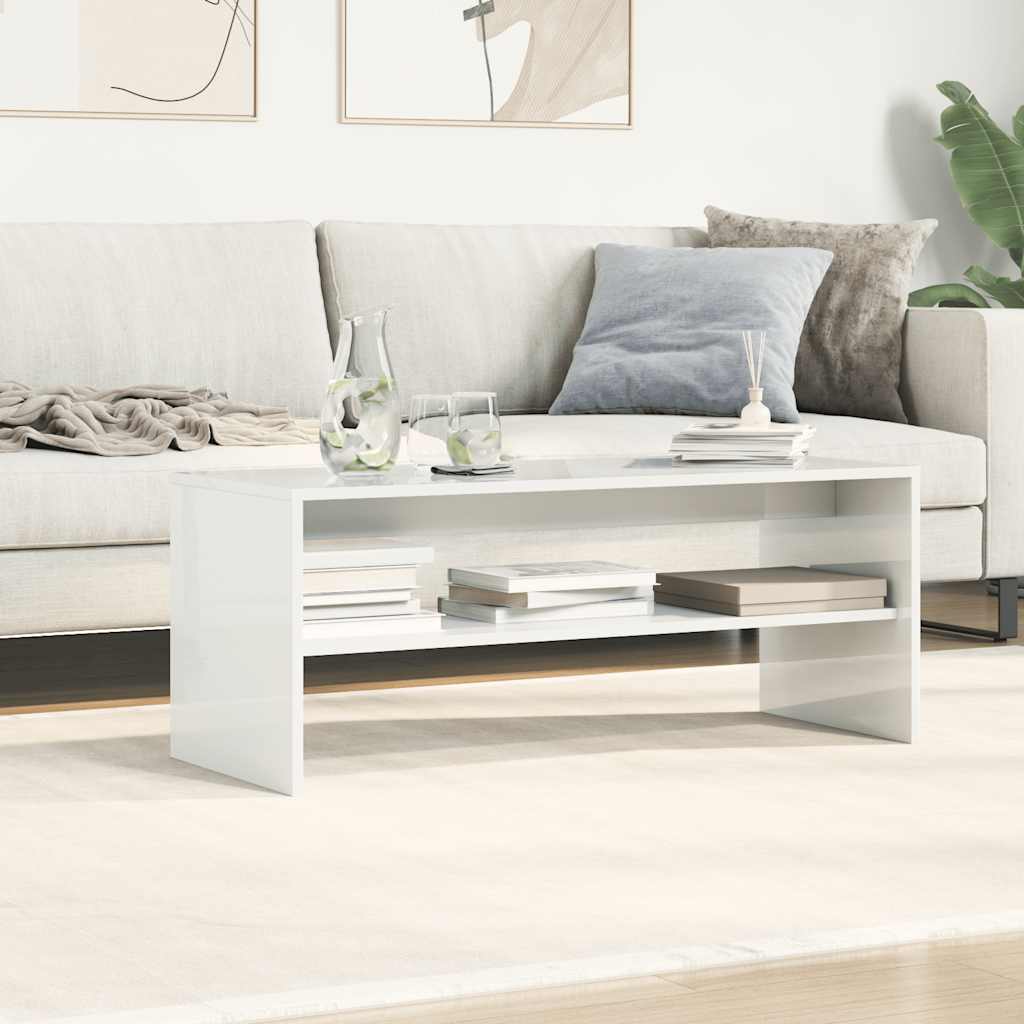 vidaXL Szafka pod TV, biała, wysoki połysk, 100x40x40cm, płyta wiórowa