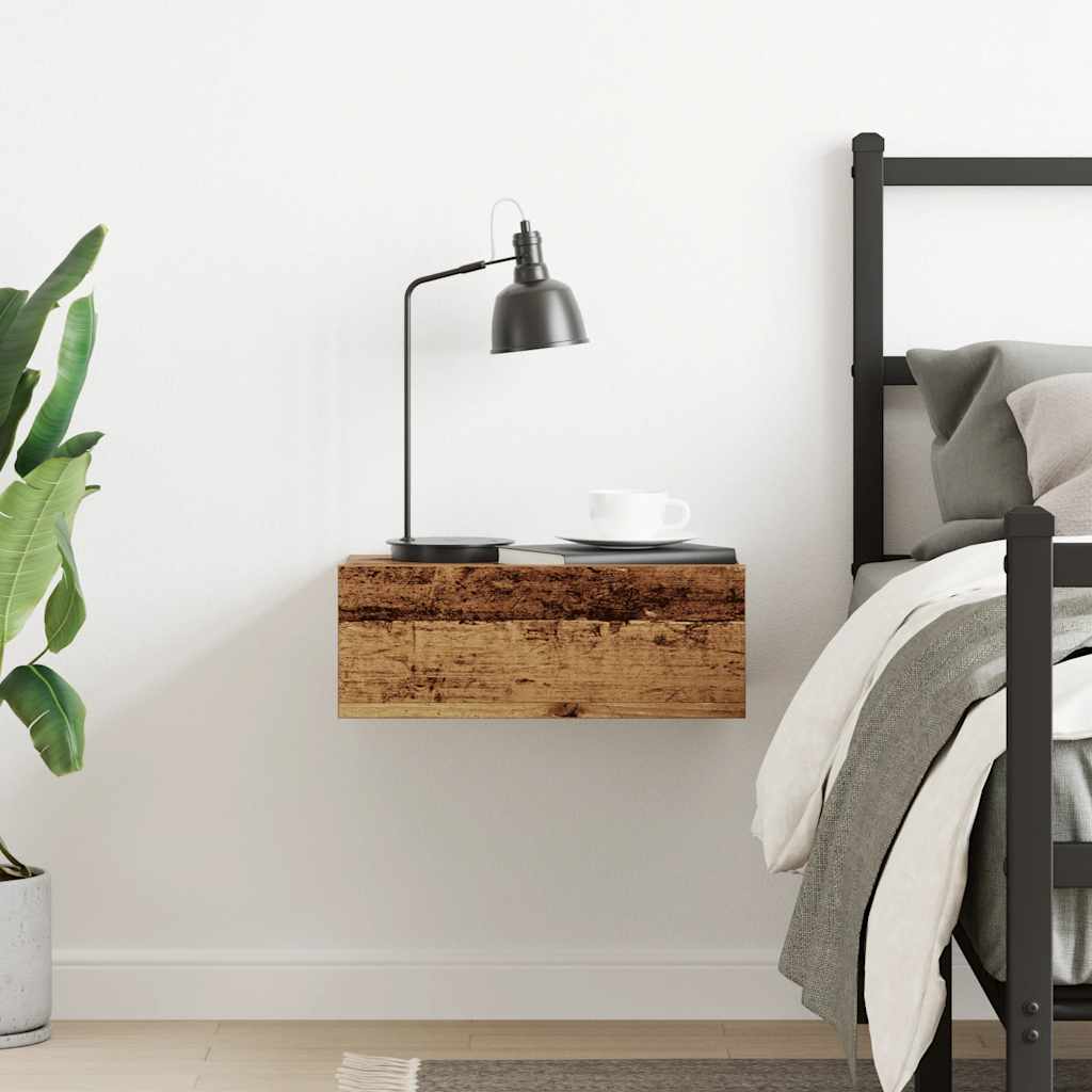 vidaXL Pływająca szafka nocna Stare drewno 40x32x15 cm Drewno klejone