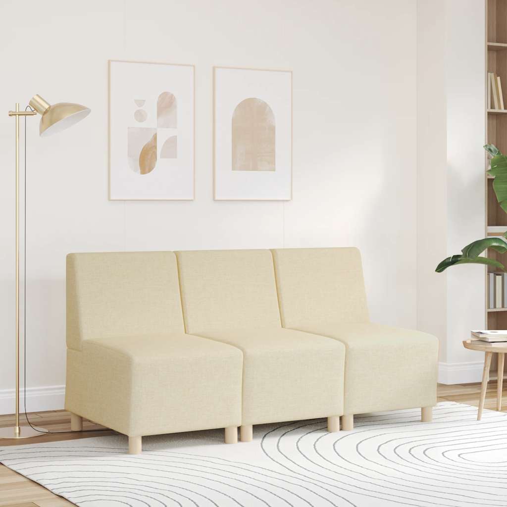 vidaXL Modułowa sofa bez podłokietników Kremowy tkanina