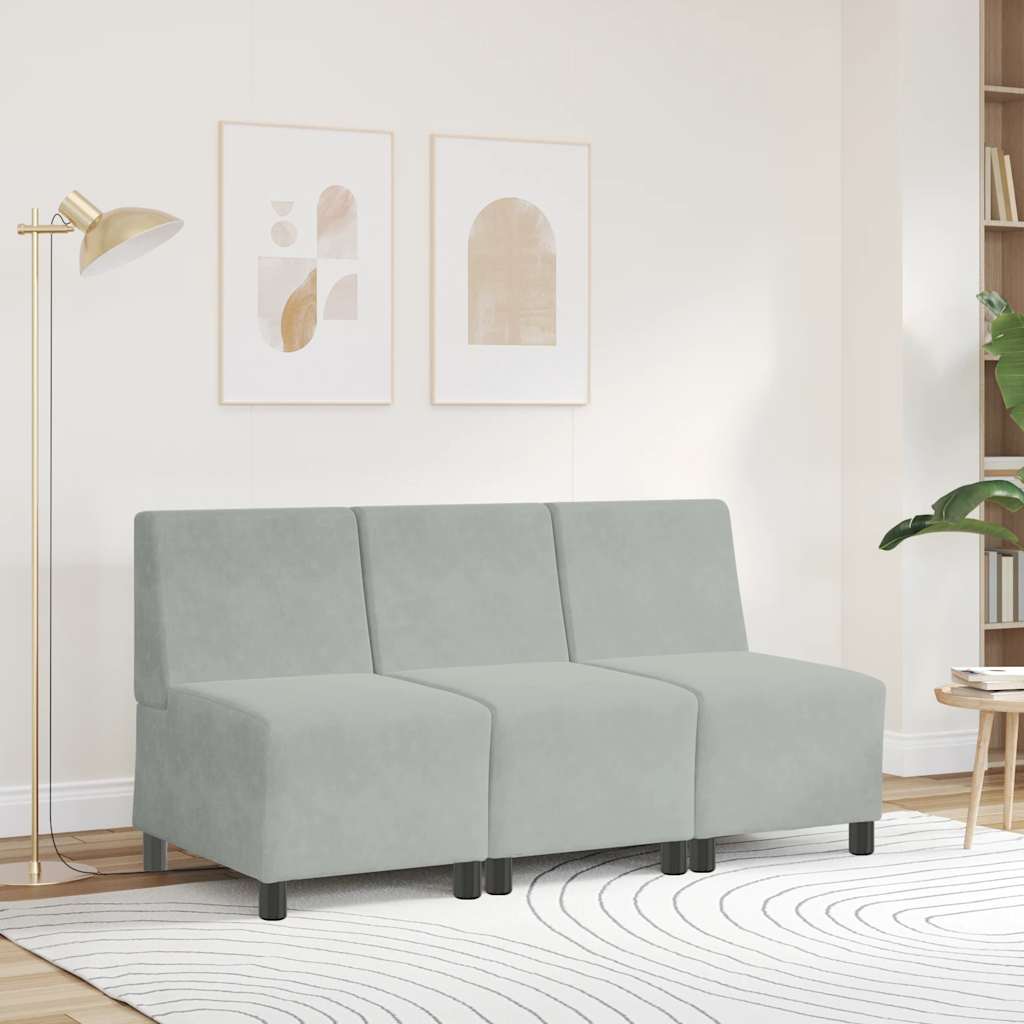 vidaXL Modułowa sofa bez podłokietników Jasnoszara 55 cm Aksamit