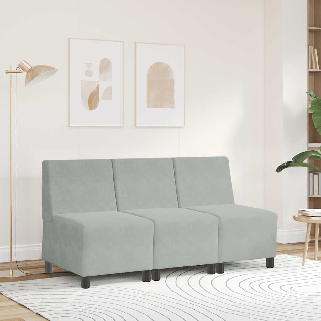 vidaXL Modułowa sofa bez podłokietników Jasnoszara 55 cm Aksamit