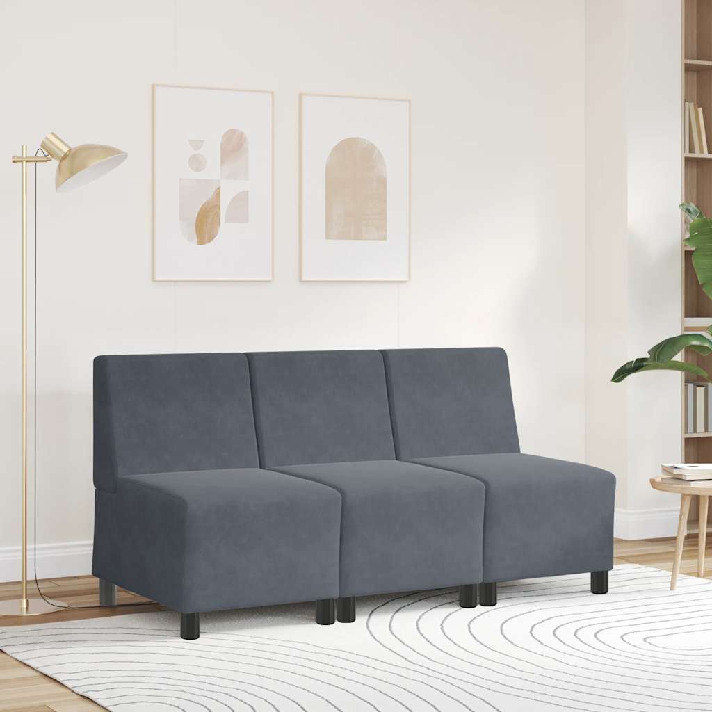 vidaXL Modułowa sofa bez podłokietników Ciemnoszara 55 cm Aksamit