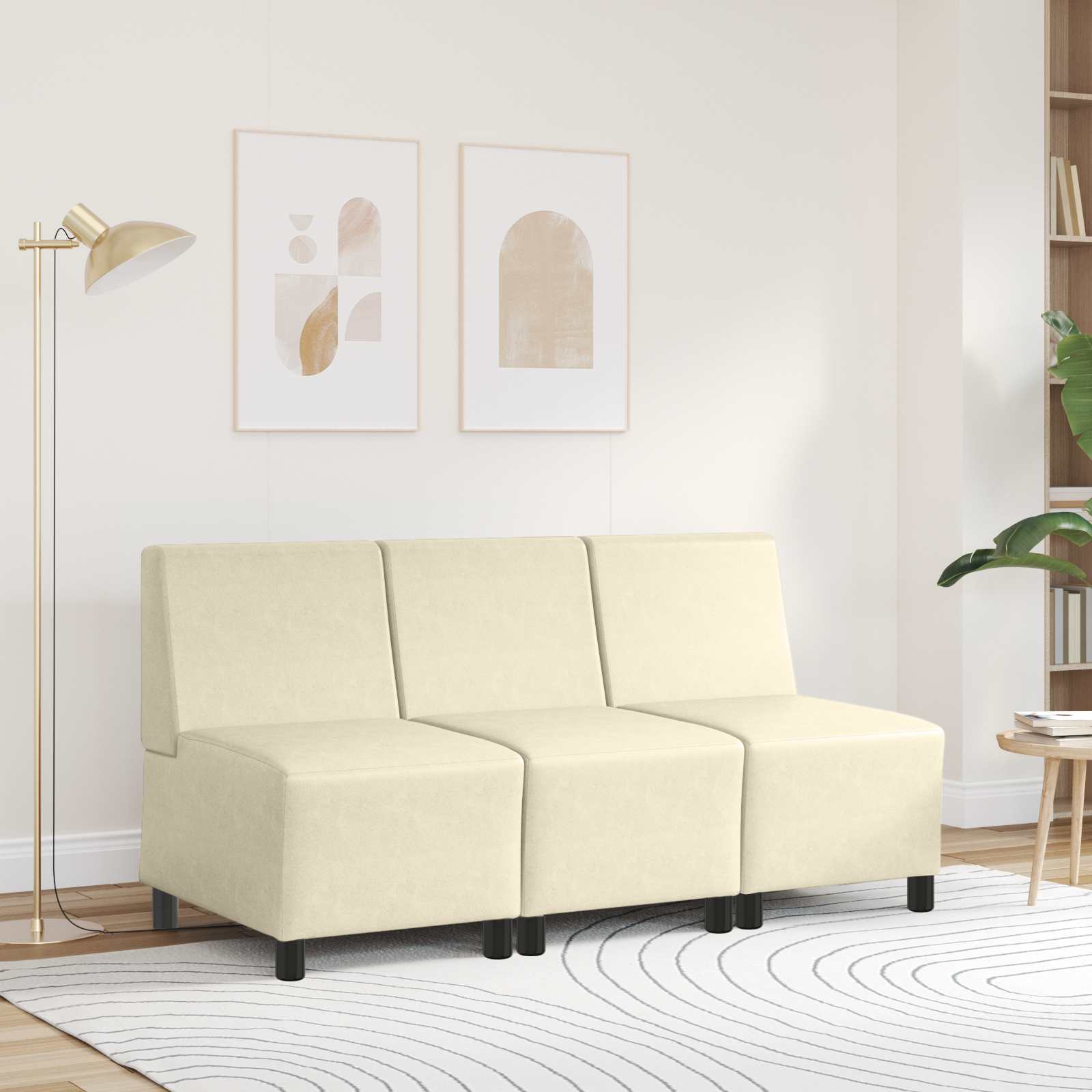vidaXL Modułowa sofa bez podłokietników Kremowy 55 x 74 x 82 cm