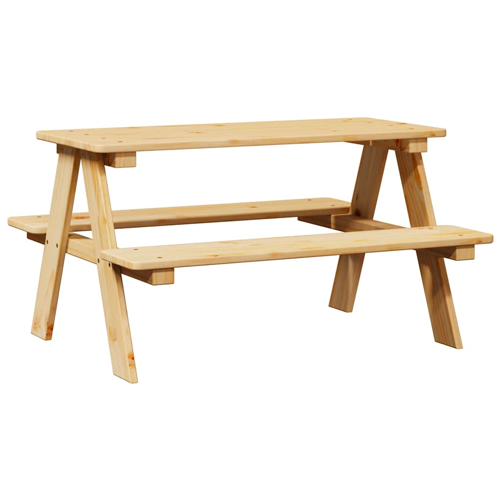 vidaXL Stół dziecięcy z ławkami "IRUN" 90x79,5x50 cm Drewno lite