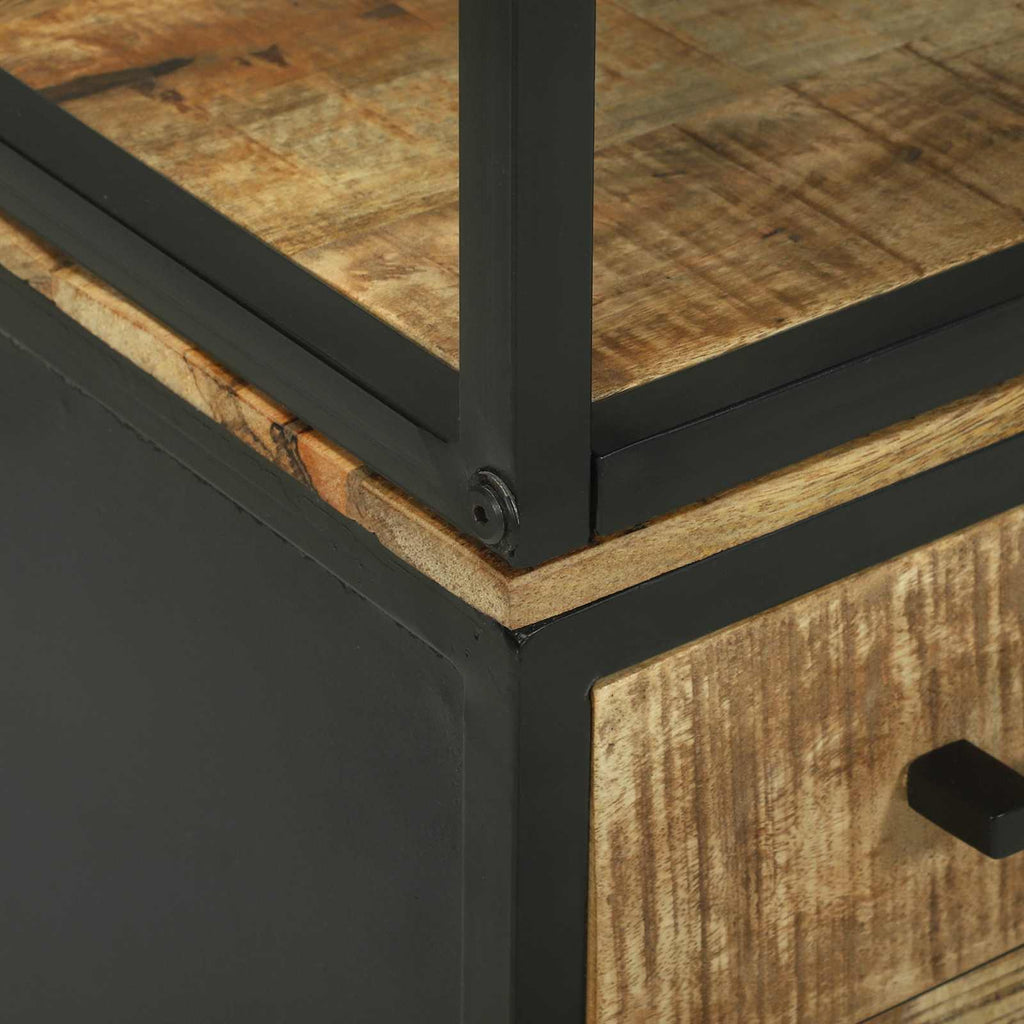 vidaXL Highboard z szufladą Brązowy 70 x 35 x 180 cm Drewno z mango