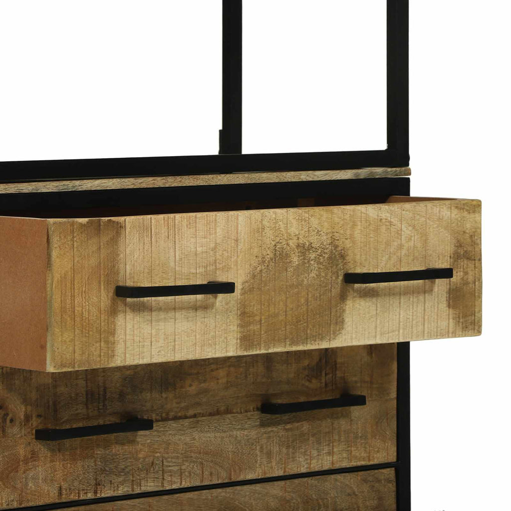 vidaXL Highboard z szufladą Brązowy 70 x 35 x 180 cm Drewno z mango