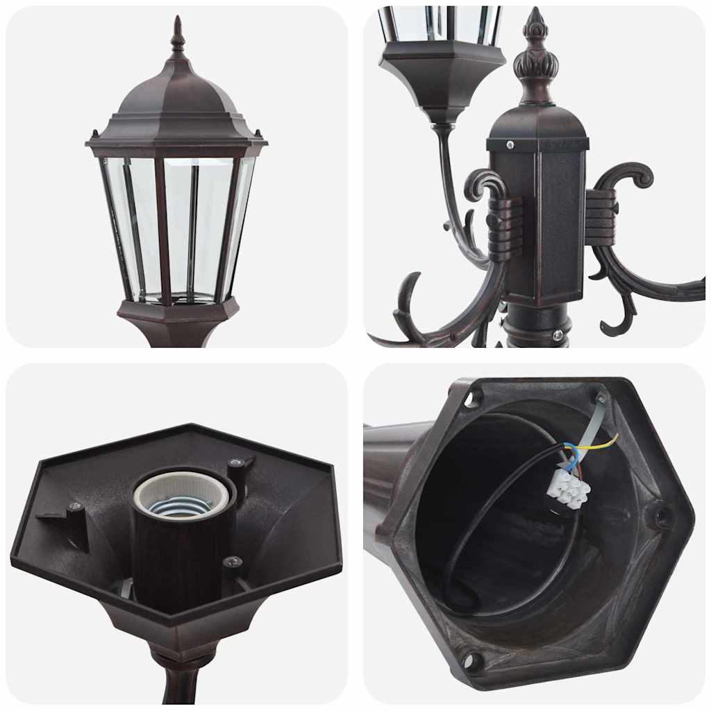 vidaXL Lampa ogrodowa kolor bronzu 61 x 53 x 235 cm Aluminium i szkło