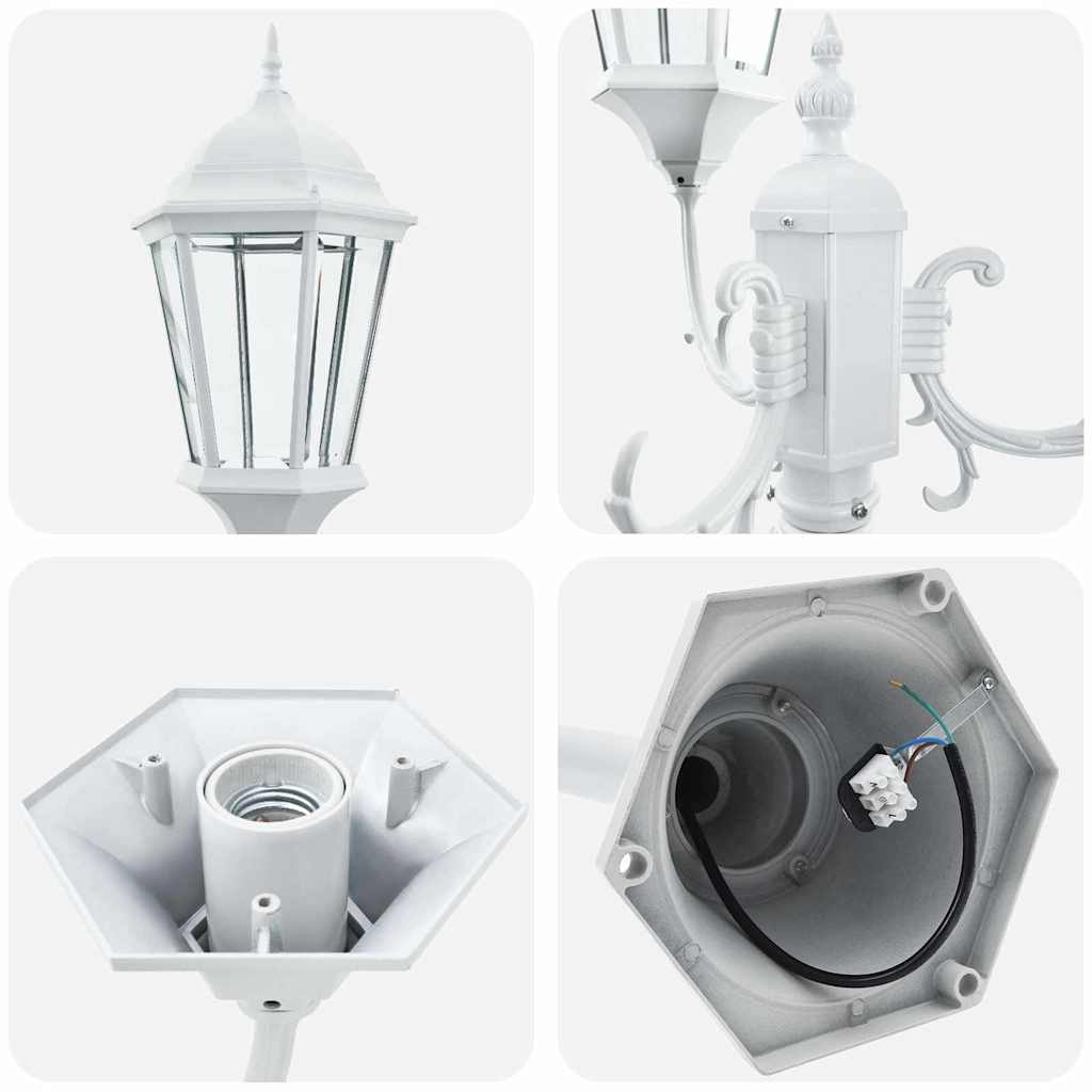 vidaXL Lampa ogrodowa Biały 57 x 49 x 241 cm Aluminium i szkło