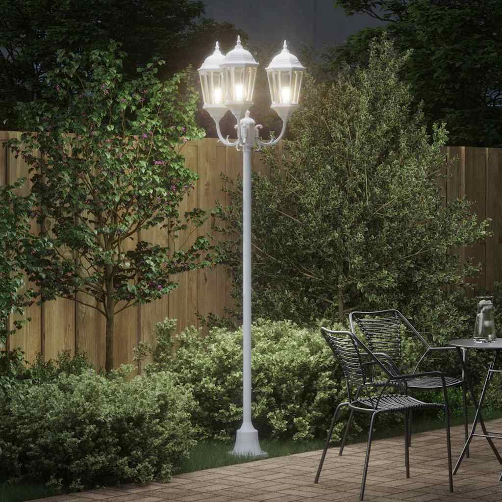 vidaXL Lampa ogrodowa Biały 57 x 49 x 241 cm Aluminium i szkło