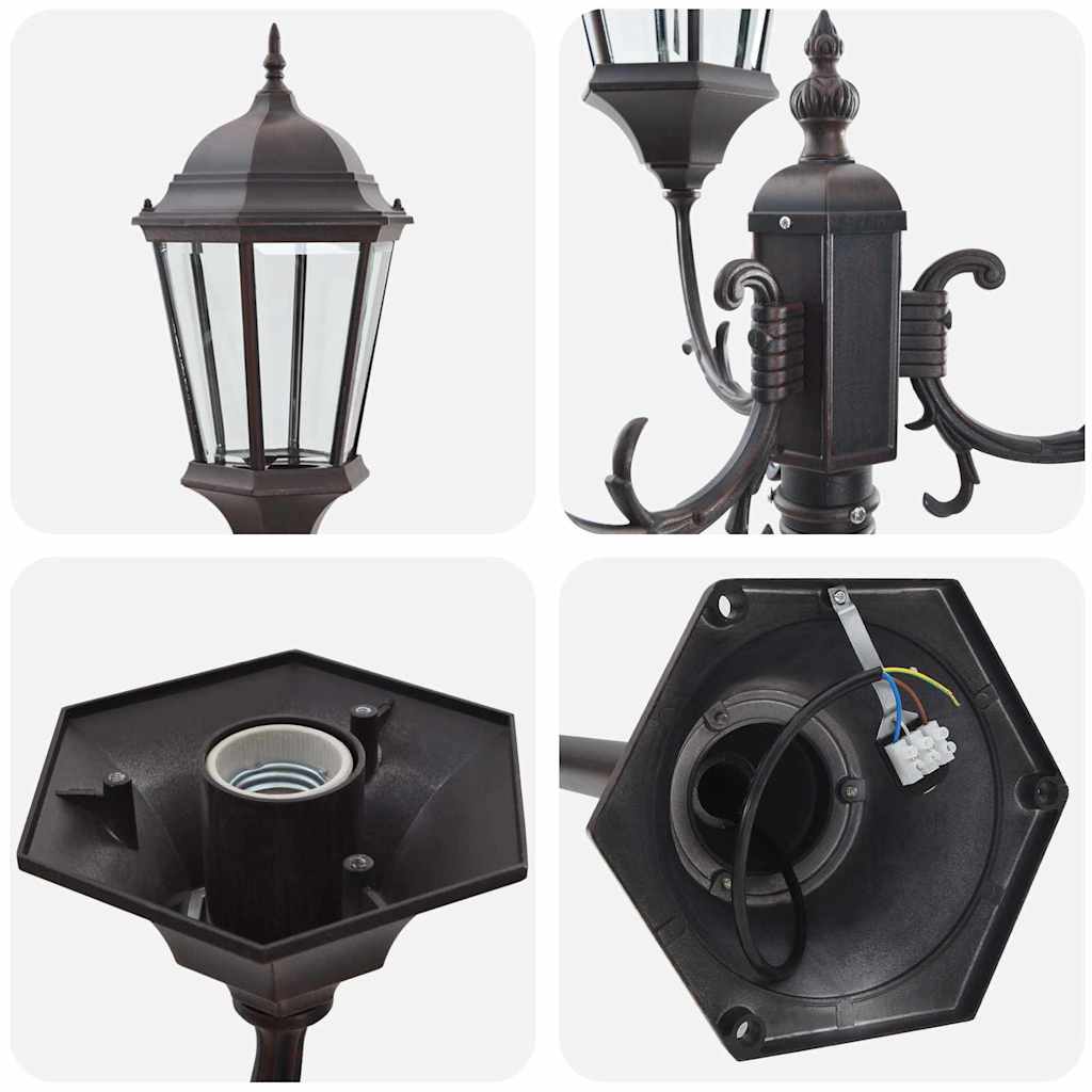 vidaXL Lampa ogrodowa kolor bronzu 57 x 49 x 241 cm Aluminium i szkło