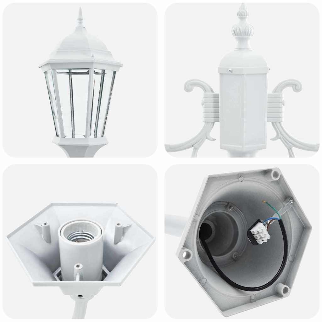vidaXL Lampa ogrodowa Biały 68 x 20 x 235 cm Aluminium i szkło