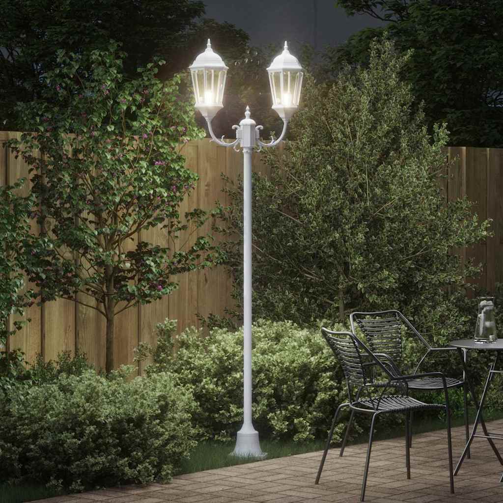 vidaXL Lampa ogrodowa Biały 68 x 20 x 235 cm Aluminium i szkło