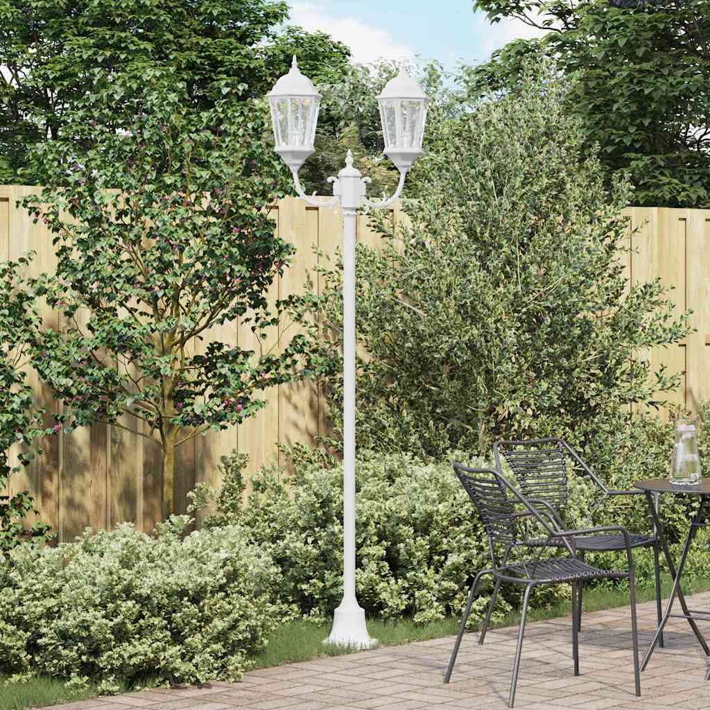 vidaXL Lampa ogrodowa Biały 68 x 20 x 235 cm Aluminium i szkło