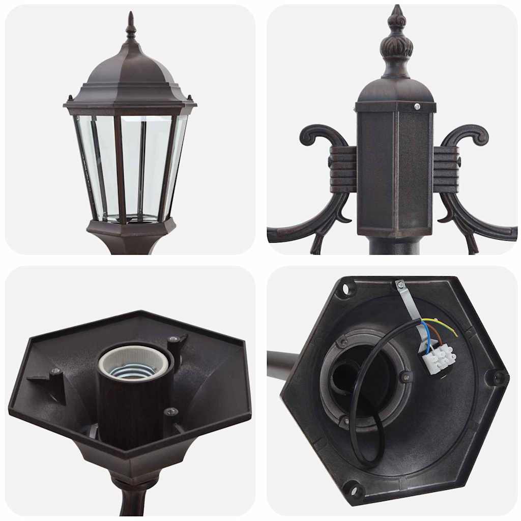 vidaXL Lampa ogrodowa kolor bronzu 68 x 20 x 235 cm Aluminium i szkło