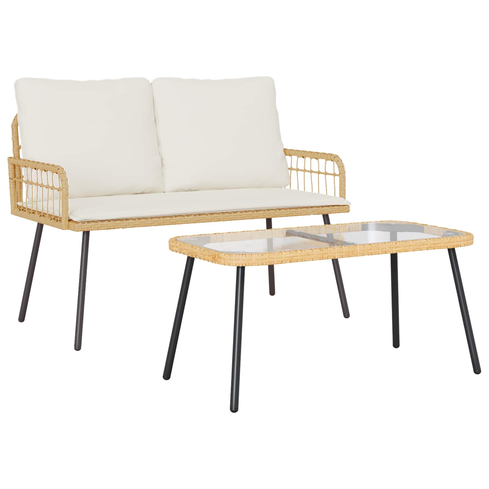 vidaXL Zestaw do jadalni w ogrodzie 2 pcs Naturalny polirattan