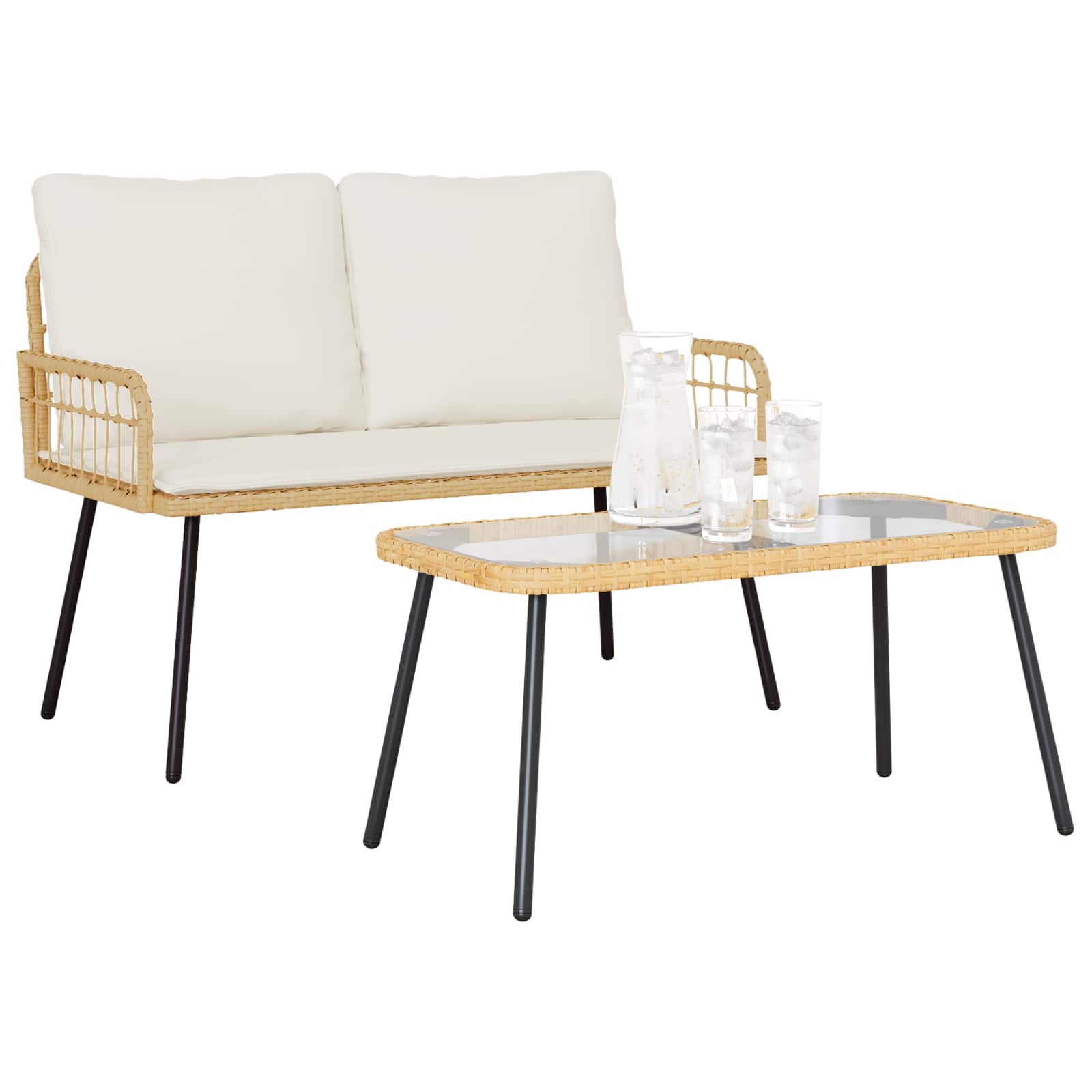 vidaXL Zestaw do jadalni w ogrodzie 2 pcs Naturalny polirattan