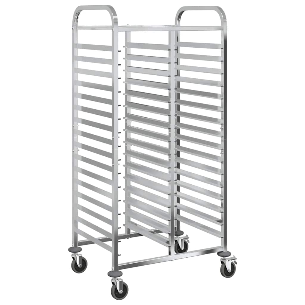 vidaXL Wózek na tace z 32 pojemnikami GN 75x55x162,5cm Stal nierdzewna
