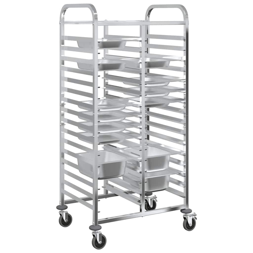 vidaXL Wózek na tace z 32 pojemnikami GN 75x55x162,5cm Stal nierdzewna