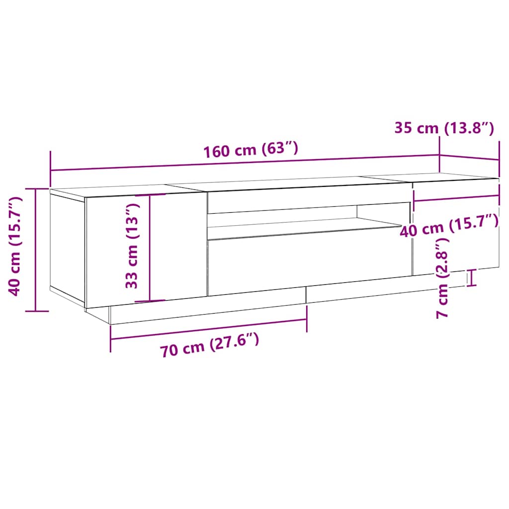 vidaXL Szafka pod telewizor Czarny 160 x 35 x 40 cm