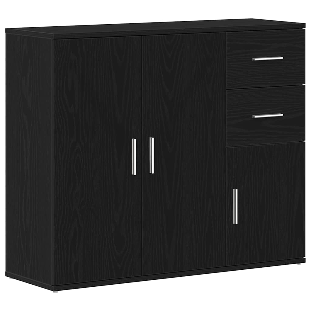 vidaXL Komoda Czarny Dąb 91x29,5x75 cm Drewno konstrukcyjne