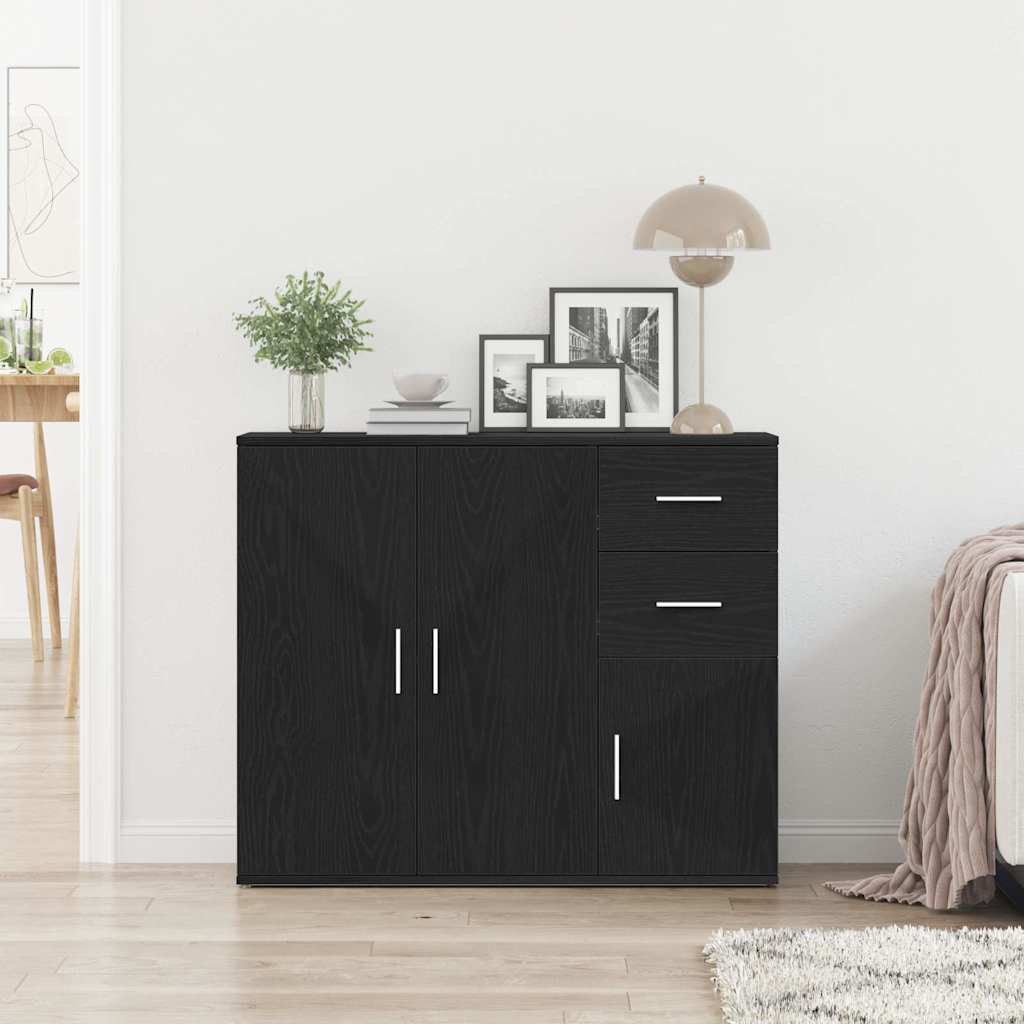 vidaXL Komoda Czarny Dąb 91x29,5x75 cm Drewno konstrukcyjne