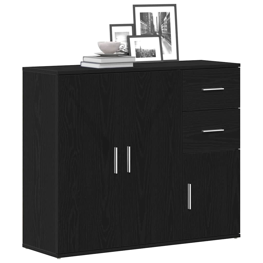 vidaXL Komoda Czarny Dąb 91x29,5x75 cm Drewno konstrukcyjne