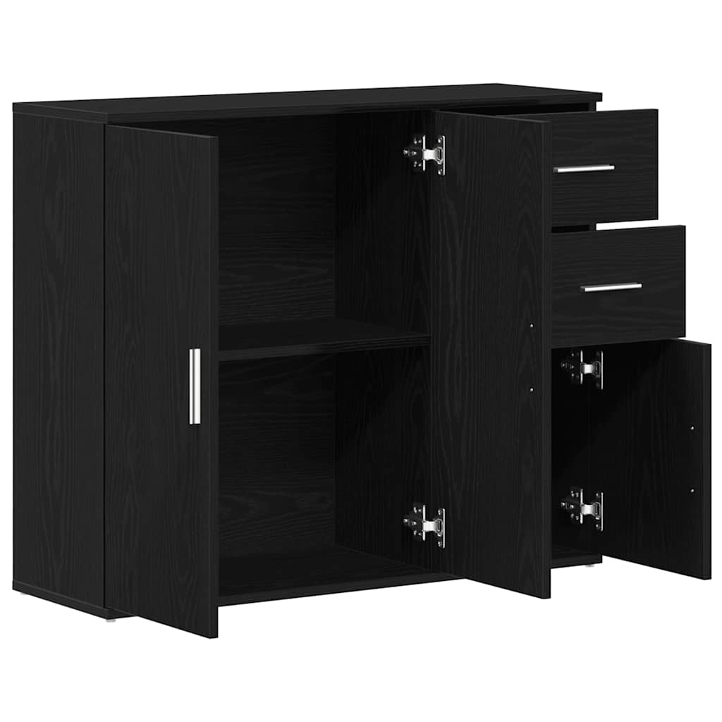 vidaXL Komoda Czarny Dąb 91x29,5x75 cm Drewno konstrukcyjne