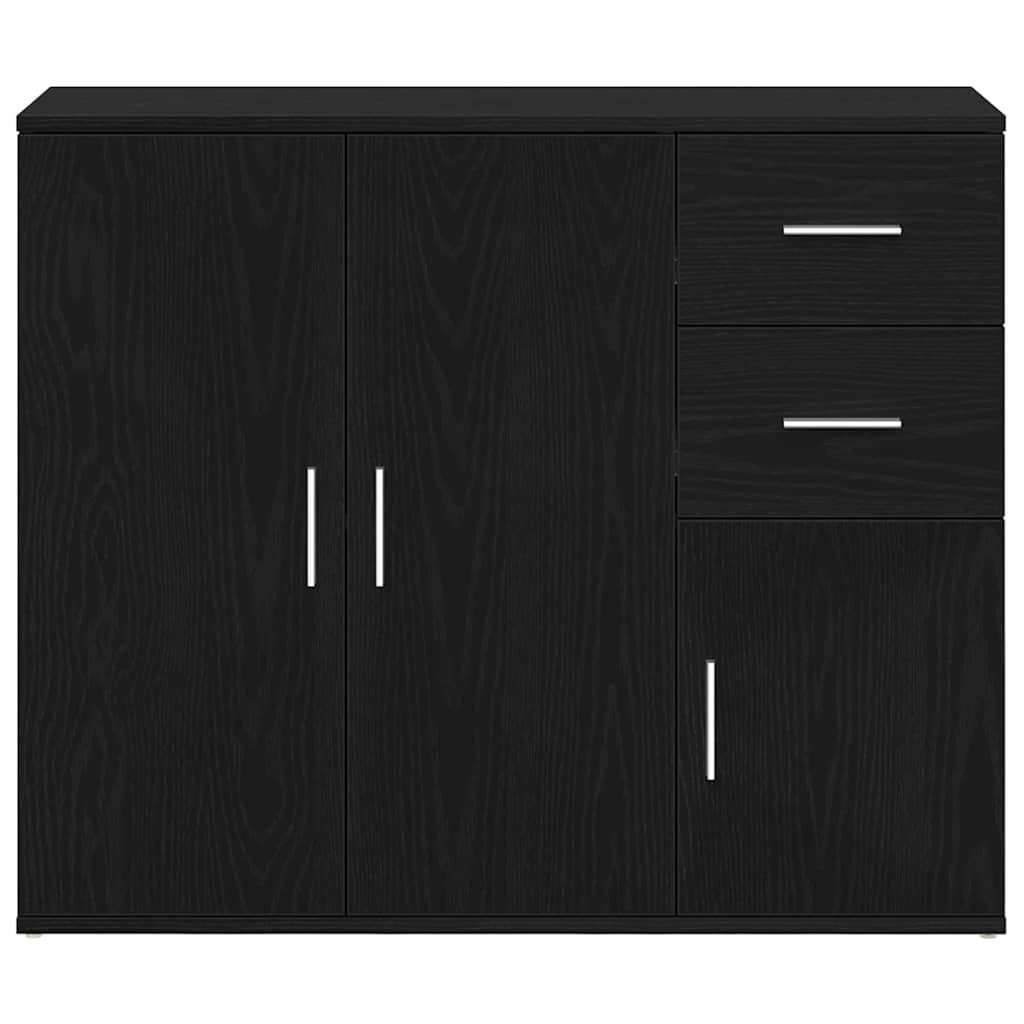 vidaXL Komoda Czarny Dąb 91x29,5x75 cm Drewno konstrukcyjne