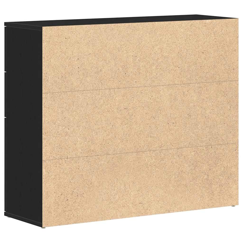 vidaXL Komoda Czarny Dąb 91x29,5x75 cm Drewno konstrukcyjne