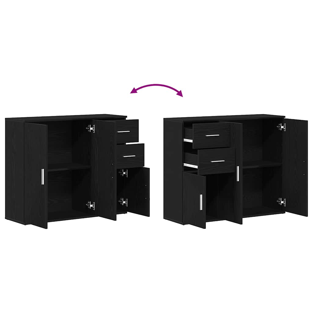 vidaXL Komoda Czarny Dąb 91x29,5x75 cm Drewno konstrukcyjne
