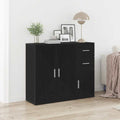 vidaXL Komoda Czarny Dąb 91x29,5x75 cm Drewno konstrukcyjne