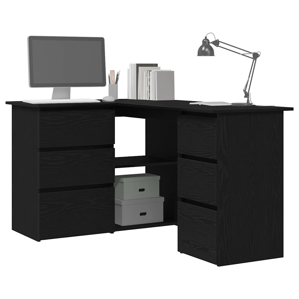vidaXL Biurko Czarny Dąb 145 x 100 x 76 cm Materiał drewnopochodny